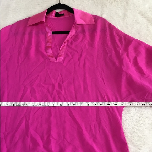 Escada fuchsia pink pointy silk blouse size small - Picture 5 of 11